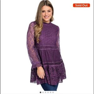NWOT Indigo thread co tiered Baby doll top violet
